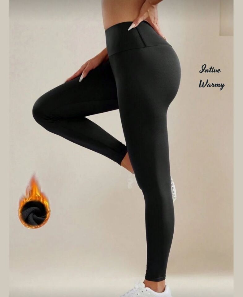 MyLuvi Siyah Scuba Dalgıç Kumaş İçi İnce Şardonlu İz Yapmaz Toparlayıcı Yoga Fitness İçin Tayt Siyah - M