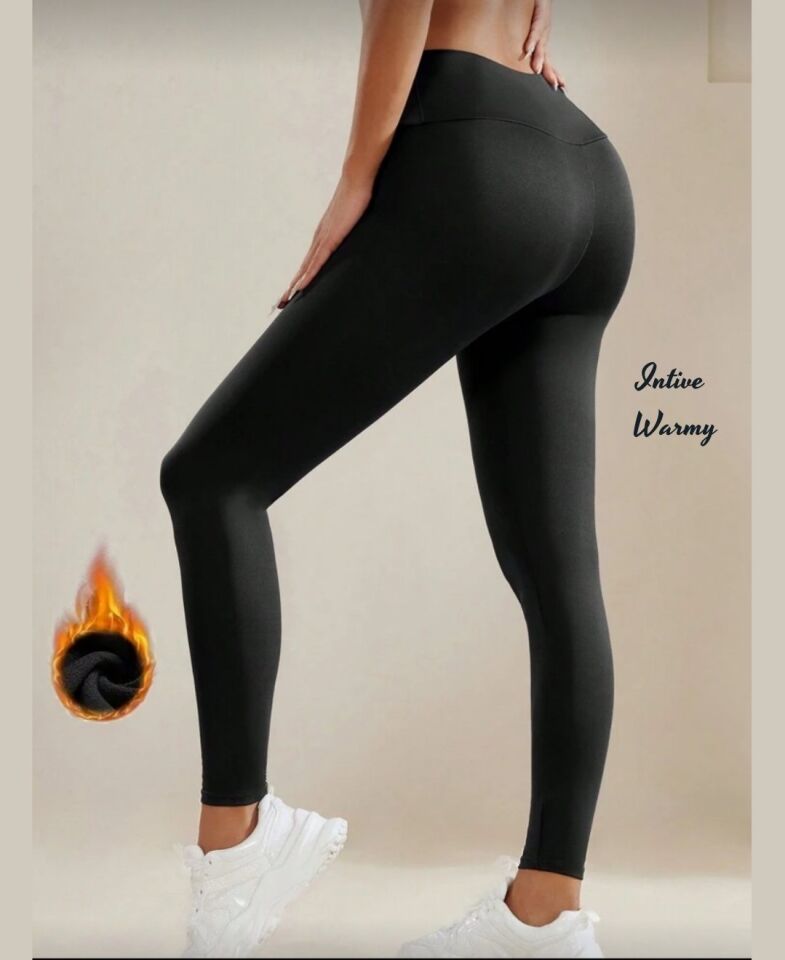 MyLuvi Siyah Scuba Dalgıç Kumaş İçi İnce Şardonlu İz Yapmaz Toparlayıcı Yoga Fitness İçin Tayt Siyah - M