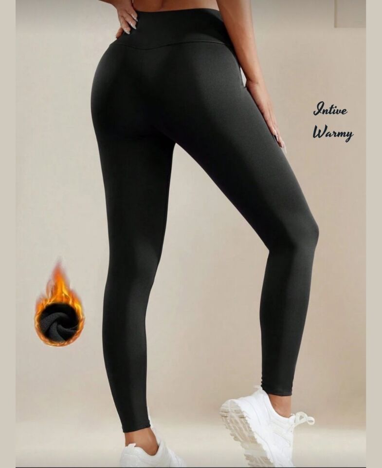 MyLuvi Siyah Scuba Dalgıç Kumaş İçi İnce Şardonlu İz Yapmaz Toparlayıcı Yoga Fitness İçin Tayt Siyah - M