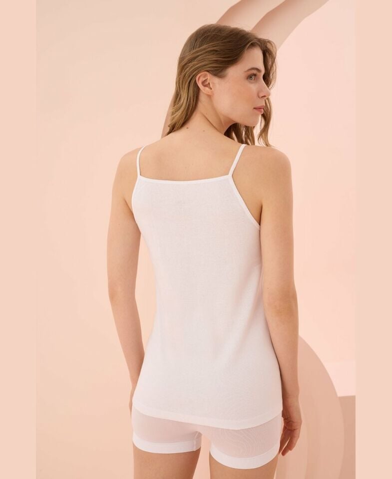 NBB İnce Askılı Basic Likralı Günlük Kullanım  Atlet -663 Beyaz - L