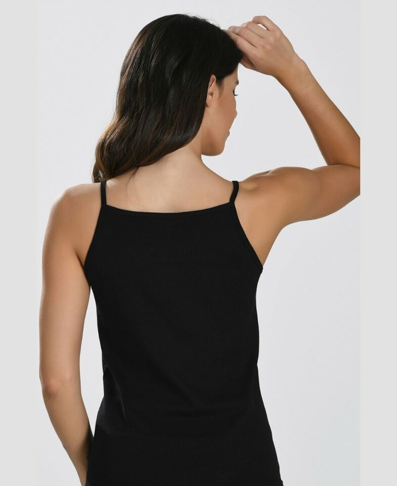 NBB İnce Askılı Basic Likralı Günlük Kullanım  Atlet -663 Siyah - L