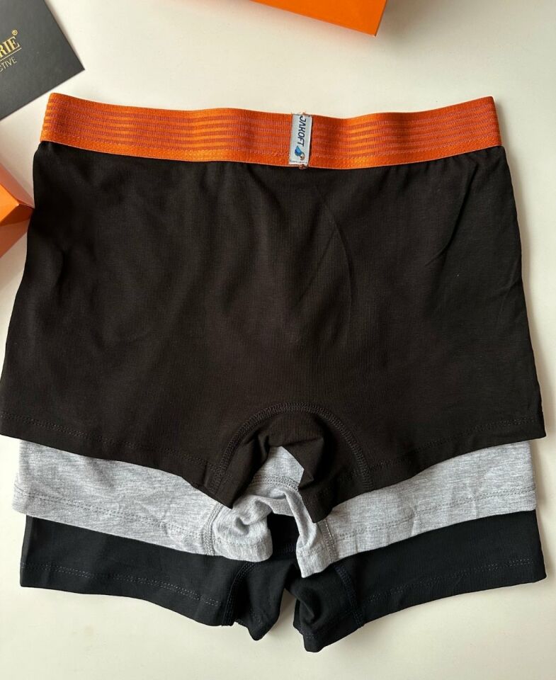 Jakoft Ultra Rahat Esnek %95 Pamuklu Üçlü Kutulu Erkek Boxer Turuncu - L