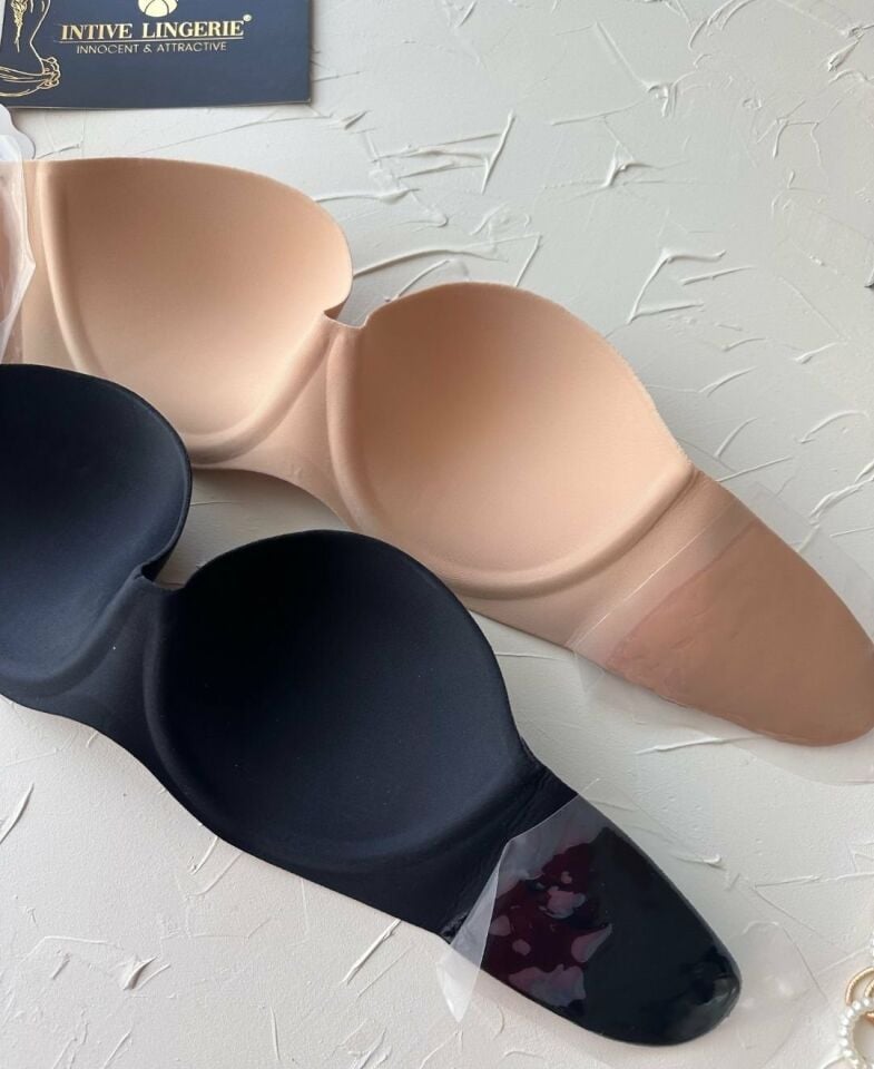 Revolution Bra Sırtsız Yanlardan Yapıştırma Straplez Hafif Destekli Sütyen Siyah - 80B