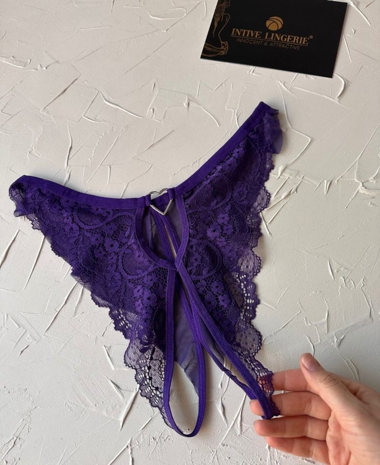 Lisa Dantelli Özel Bölgesi Açık Arkası Tül ve Açık Fantezi String (Limited)