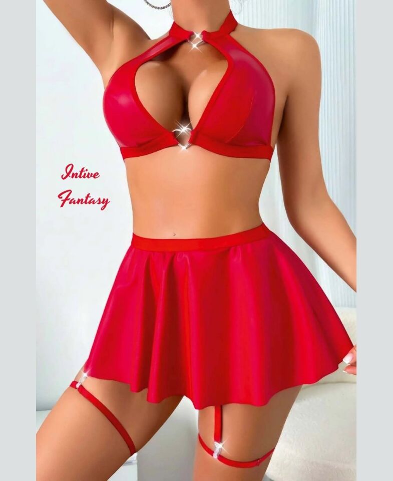 Intive Fantasy Kırmızı Wrap Yaka Kalp Aksesuarlı Büstiyer Jartiyerli Şirin Etek Takım Intive Fantasy Kırmızı Wrap Yaka Kalp Aksesuarlı Büstiyer Jartiyerli Şirin Etek Takım