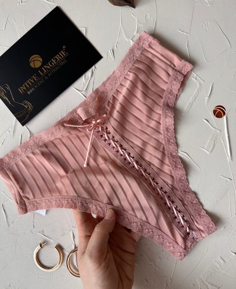 Lola Transparan Arkası Bağlama Detaylı Fantezi/Günlük Kullanım Külot/Tanga (Limited) Pembe - S/M