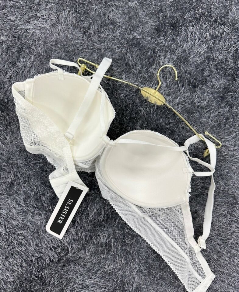 Yumuşak Dantelli Balenli Önü Şerit Detaylı Boş Cup Günlük Sütyen -22112 Beyaz - 95