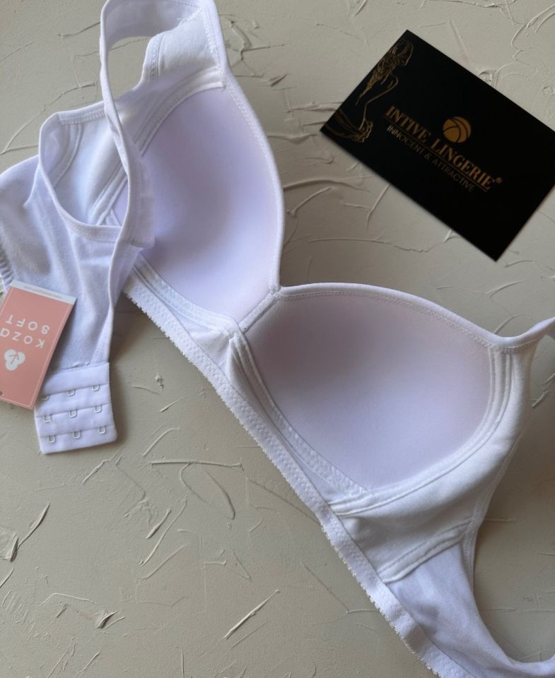 Louisa %85 Pamuklu Balesiz C Cup Toparlayıcı Penye Kalın Askılı 2'li Sütyen Melanj/Beyaz - 90