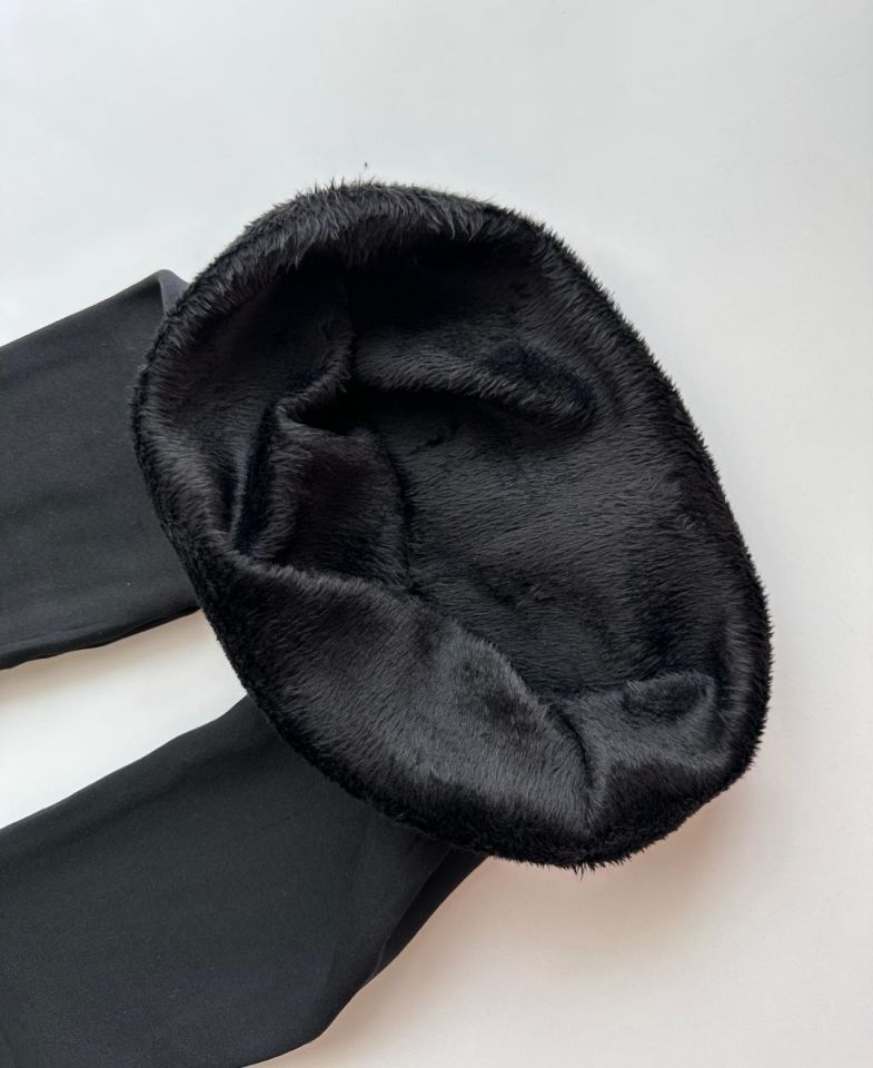 Kadın Siyah İçi Peluş Sıcak Tutan Kışlık Dikişsiz Tayt