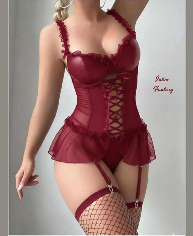 Mariana Tül Dekolteli Jartiyerli Fırfır Askılı Mini Etekli Transparan Jartiyer Takım Mariana Tül Dekolteli Jartiyerli Fırfır Askılı Mini Etekli Transparan Jartiyer Takım