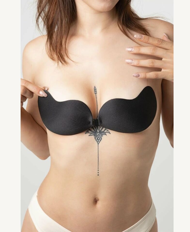 Intive İthal Mango Cup Siyah Silikon Askısız Dekolte Straplez Sütyen -1305 Siyah - L/XL