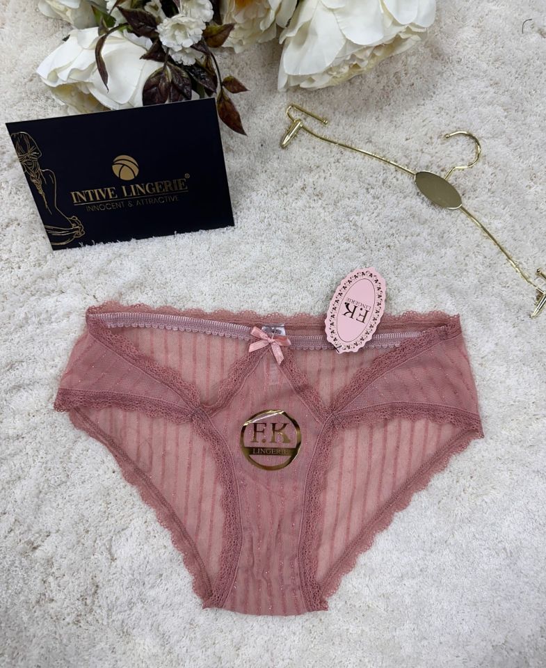 Fk Lingerie Simli Arkası Transparan Tül Önü Dantelli Önü Cut-Out Külot