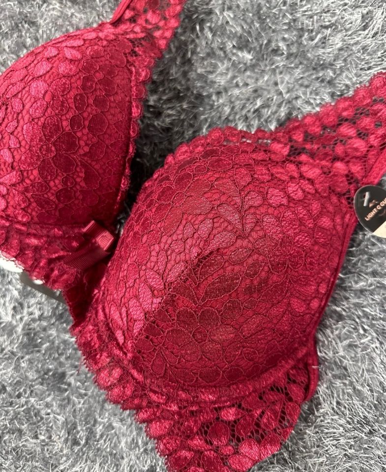 Dantelli Balenli Yumuşak Padli C Cup Hafif Günlük Sütyen -6010 Bordo - 90C