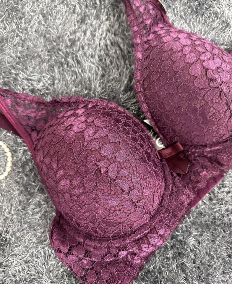 Dantelli Balenli Yumuşak Padli C Cup Hafif Günlük Sütyen -6010 Mürdüm - 100C