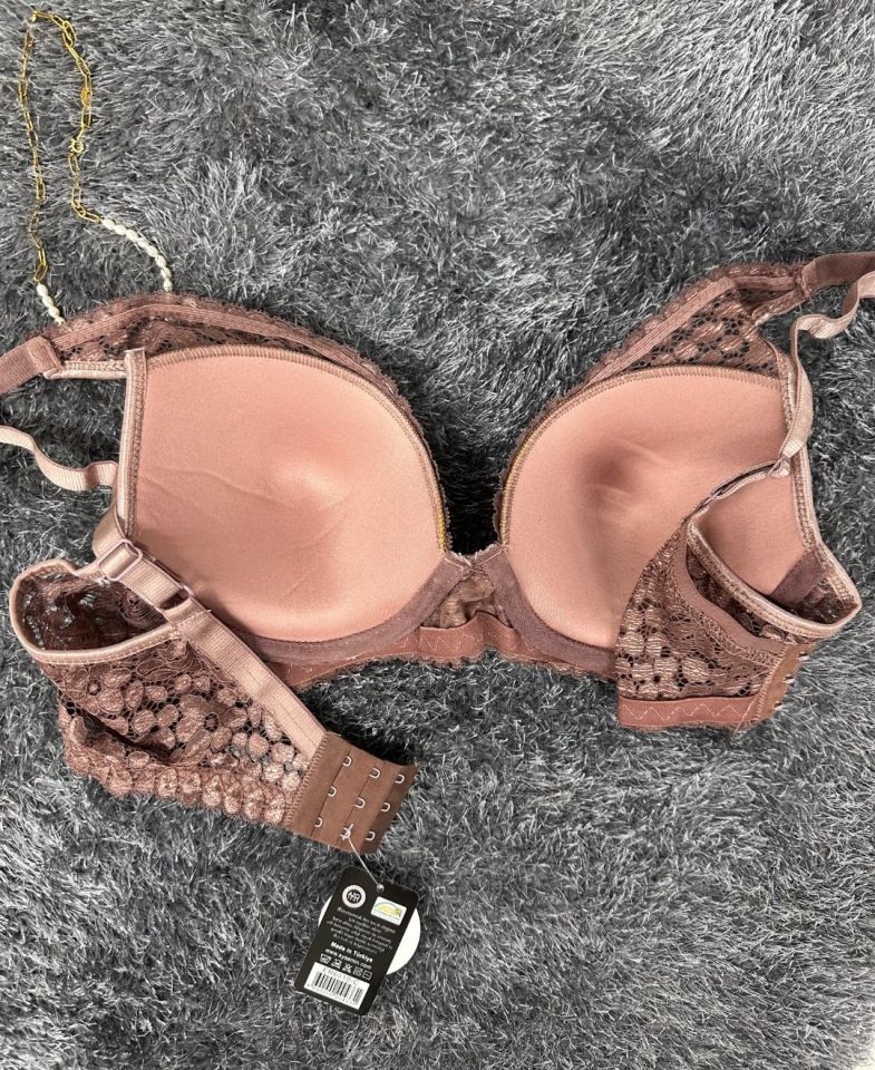 Dantelli Balenli Yumuşak Padli C Cup Hafif Günlük Sütyen -6010 Vizon - 85C