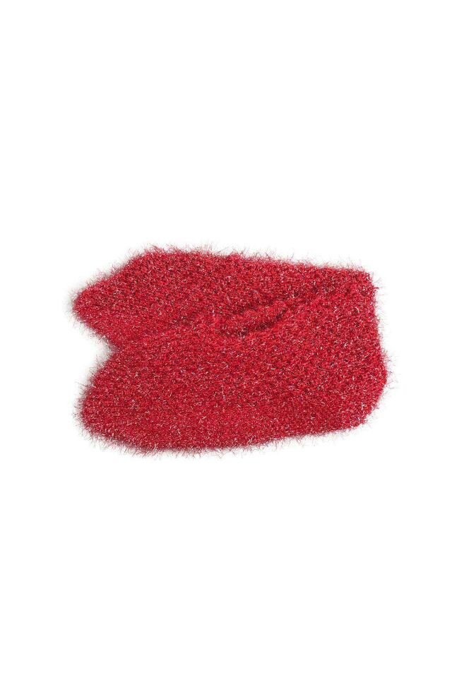 2 Çift Kışlık Şık Kadın Yün Patik Kırmızı Pudra 36-40