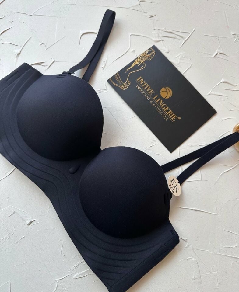 Lady Baby Straplez Kesim Destekli Dikişsiz Balensiz Toparlayıcılı İthal İz Yapmaz Sütyen Siyah - 75B