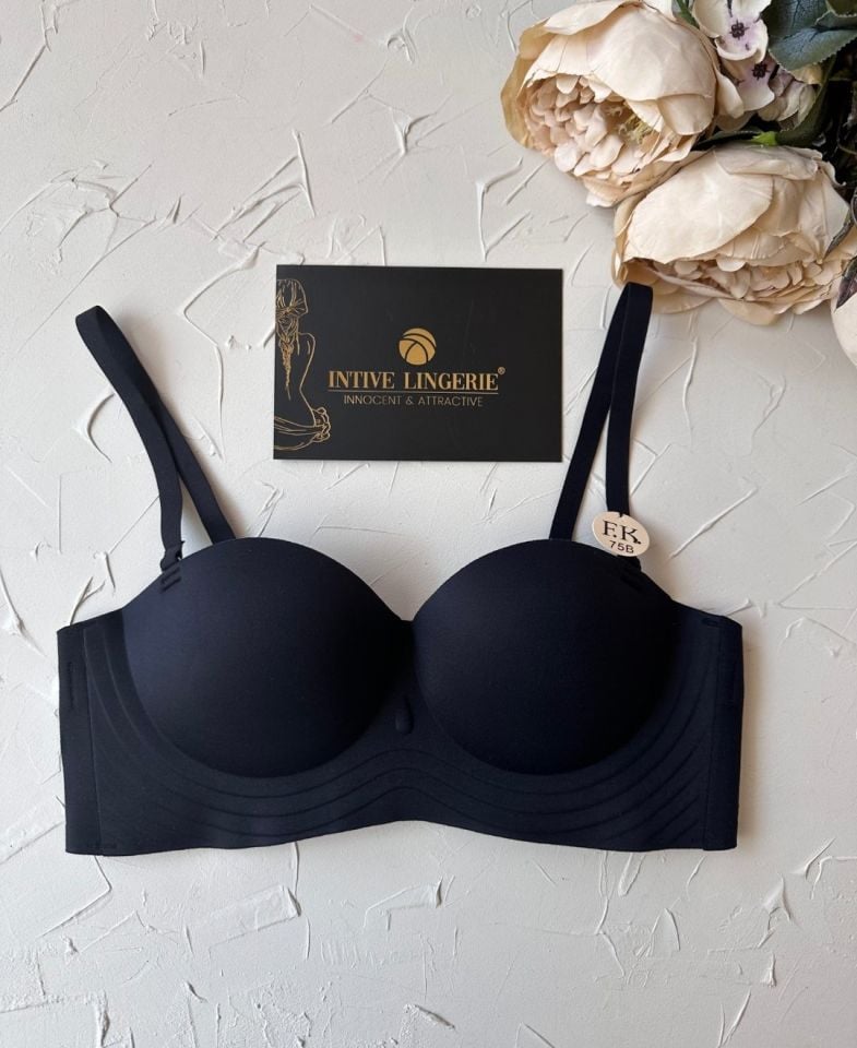 Lady Baby Straplez Kesim Destekli Dikişsiz Balensiz Toparlayıcılı İthal İz Yapmaz Sütyen Siyah - 85B