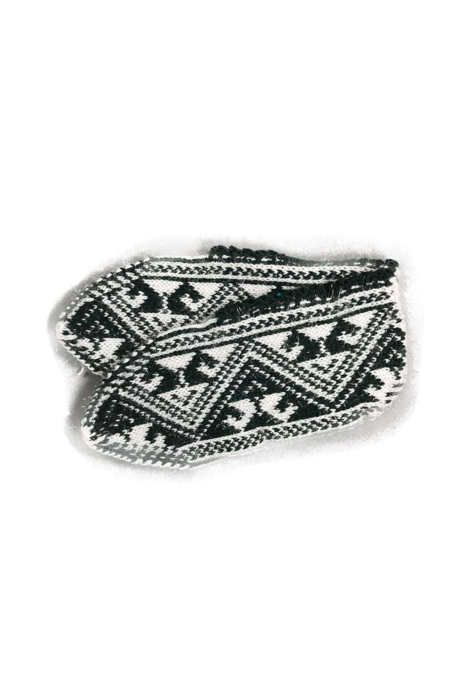 2 Çift Kışlık Şık Kadın Yün Patik Krem Siyah 36-40