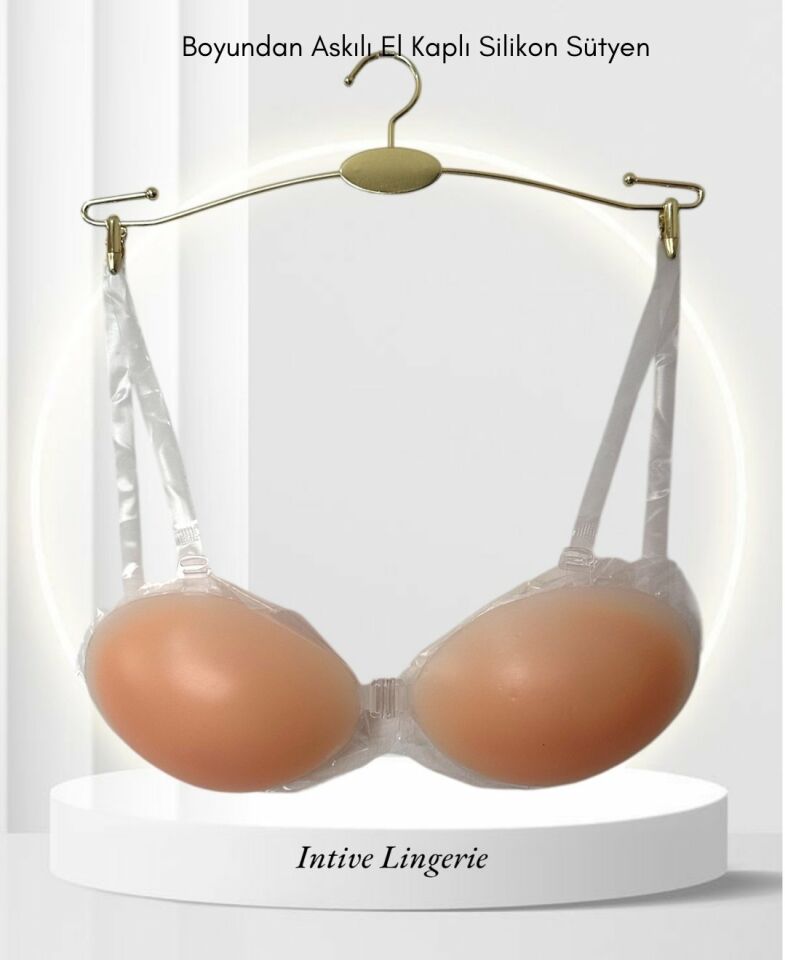 Intive El Kaplı Destekli Push Up Boyundan Askılı Dekolte Kıyafetler İçin Silikon Sütyen Ten Rengi - 75