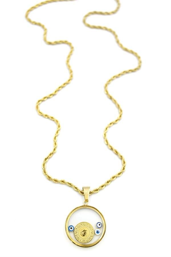 Çeyrekli Fanus Burgu Kolye - Altın Altın