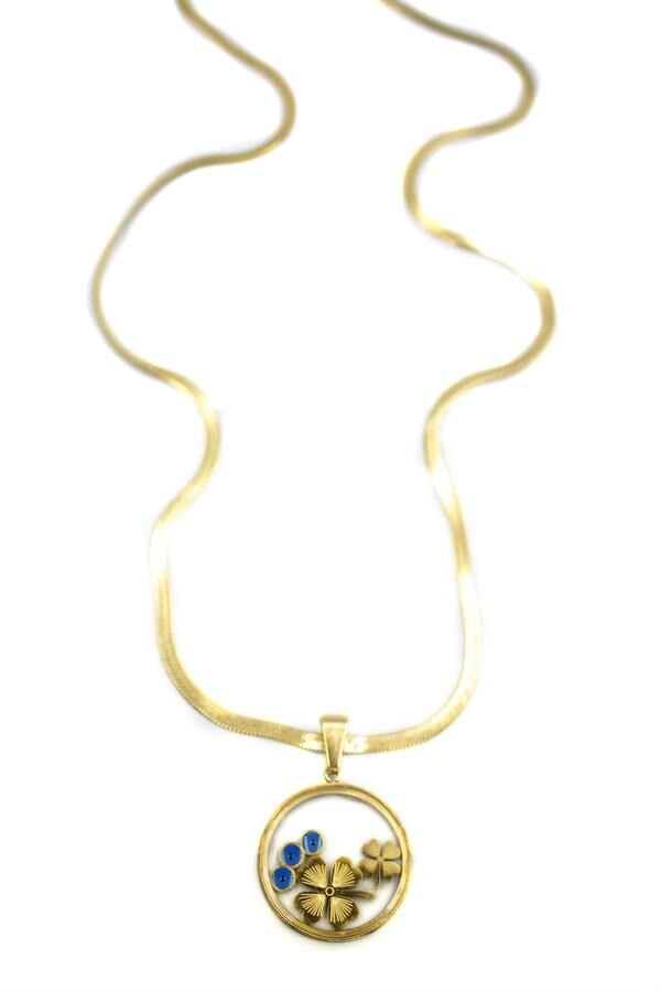 Yoncalı Fanus İtalyan Kolye - Altın Altın