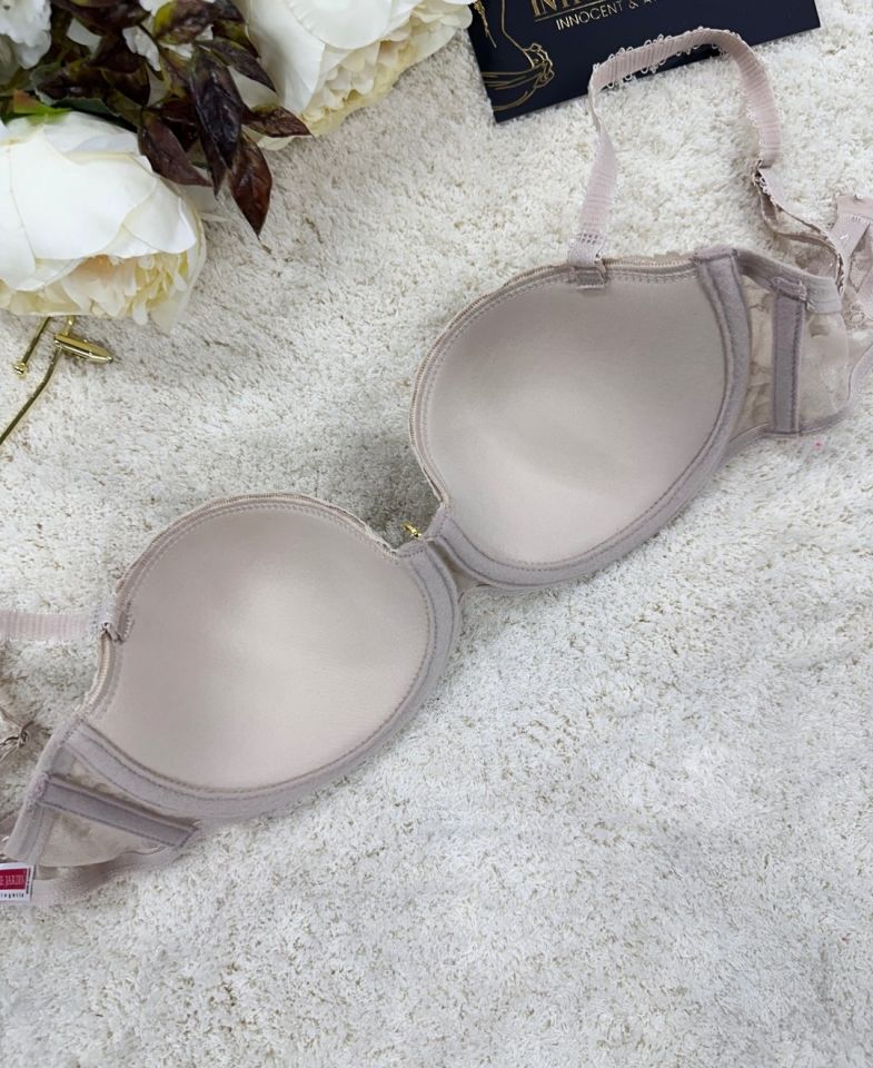 Le Jardin Charlotte Güpür Dantelli Balenli Desteksiz Silikonlu Sütyen -7001 Bej - 85B