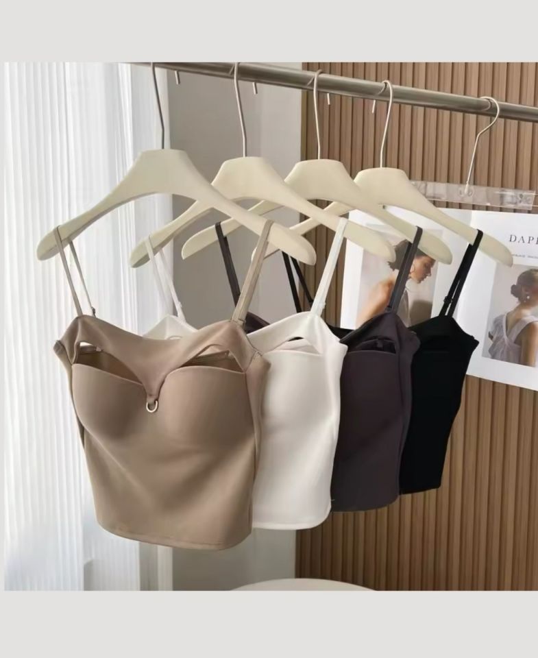 Chole İthal Pamuklu Göğsü Cut-Out Halka Kaplı Detaylı İnce Askılı Ultra Rahat Büstiyer Füme - M/L