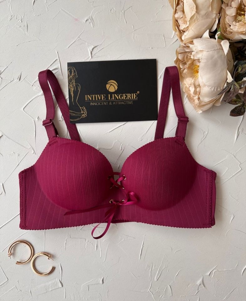 Jennifer Balensiz Push-up Destekli Lazer Kesim Dikişsiz Önden Bağlamalı Çekici Günlük Sütyen Bordo - 75B