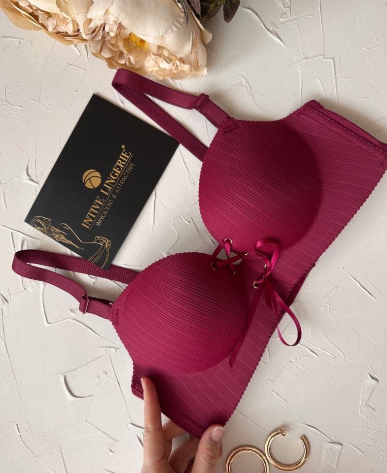 Jennifer Balensiz Push-up Destekli Lazer Kesim Dikişsiz Önden Bağlamalı Çekici Günlük Sütyen Bordo - 85B