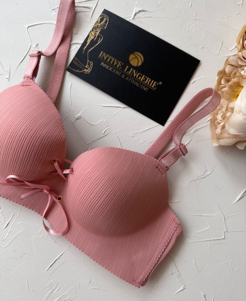 Jennifer Balensiz Push-up Destekli Lazer Kesim Dikişsiz Önden Bağlamalı Çekici Günlük Sütyen Gül Kurusu - 80B