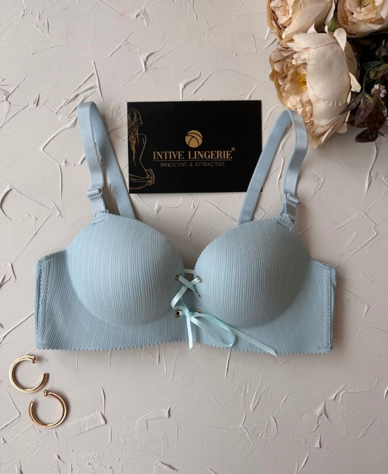 Jennifer Balensiz Push-up Destekli Lazer Kesim Dikişsiz Önden Bağlamalı Çekici Günlük Sütyen Mavi - 80B