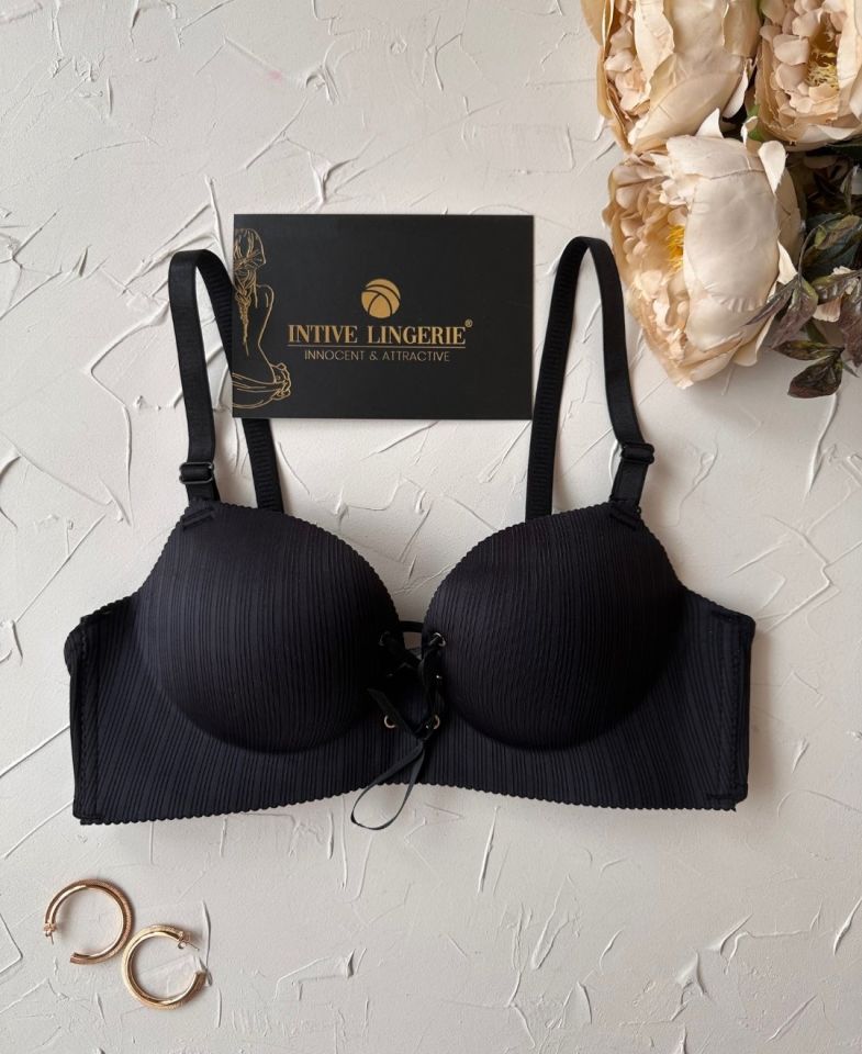 Jennifer Balensiz Push-up Destekli Lazer Kesim Dikişsiz Önden Bağlamalı Çekici Günlük Sütyen Siyah - 75B