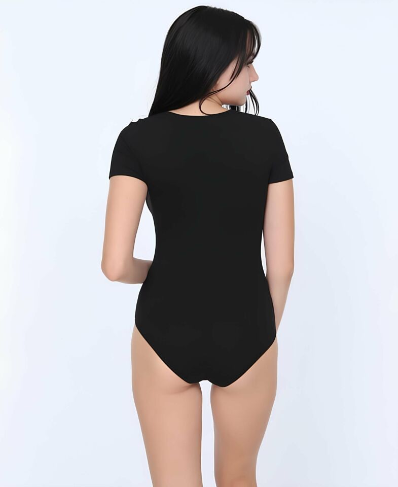 NBB U Yaka Kısa Kollu Alttan Çıtçıtlı Body/Atlet -2945 Ten Rengi - XL