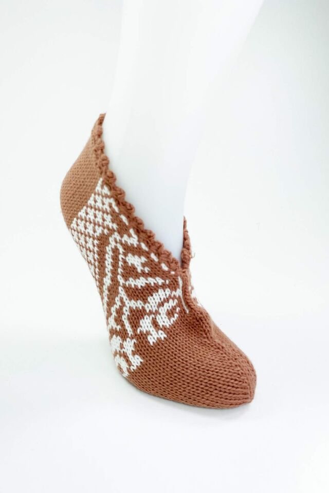 2 Çift El Örgüsü Kışlık Şık Kadın Yün Patik Set 9 36-40