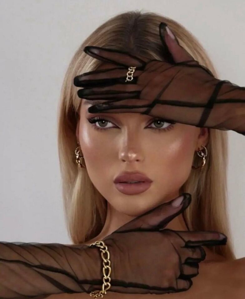 Lilith Kadın Transparan Tül Eldiven - Intive Özel Üretim Siyah - M/L