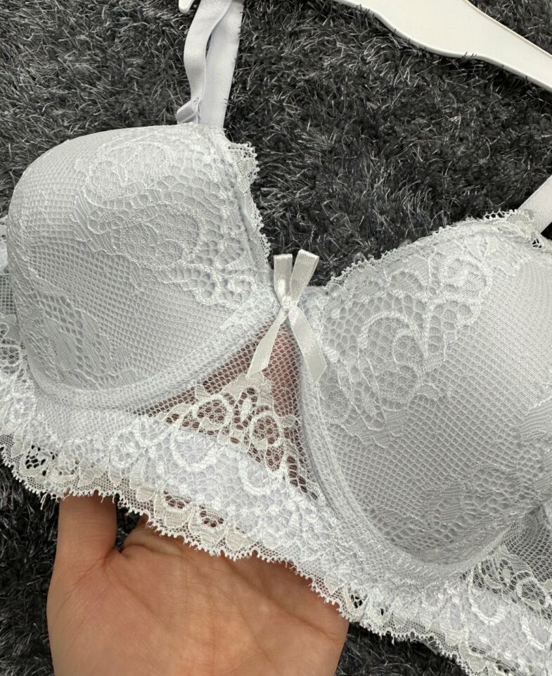 Dantelli C Cup Destekli Push-up 3 Kademe Kopçalı Üstün Kalite Sütyen Lila - 95C