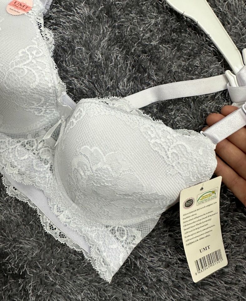 Dantelli C Cup Destekli Push-up 3 Kademe Kopçalı Üstün Kalite Sütyen Lila - 100C