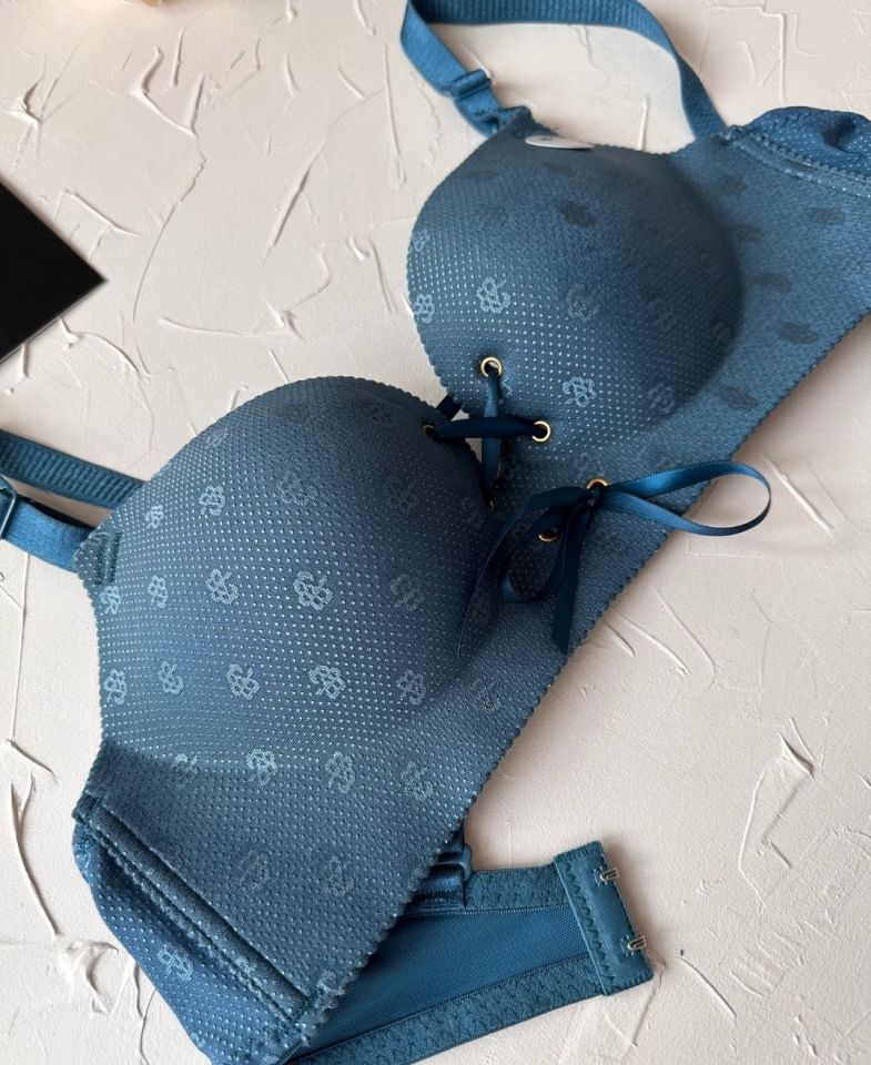 Alice İthal Balensiz Push-up Çiçek Desenli Önden Kurdeleli Sütyen Petrol Mavisi - 85B