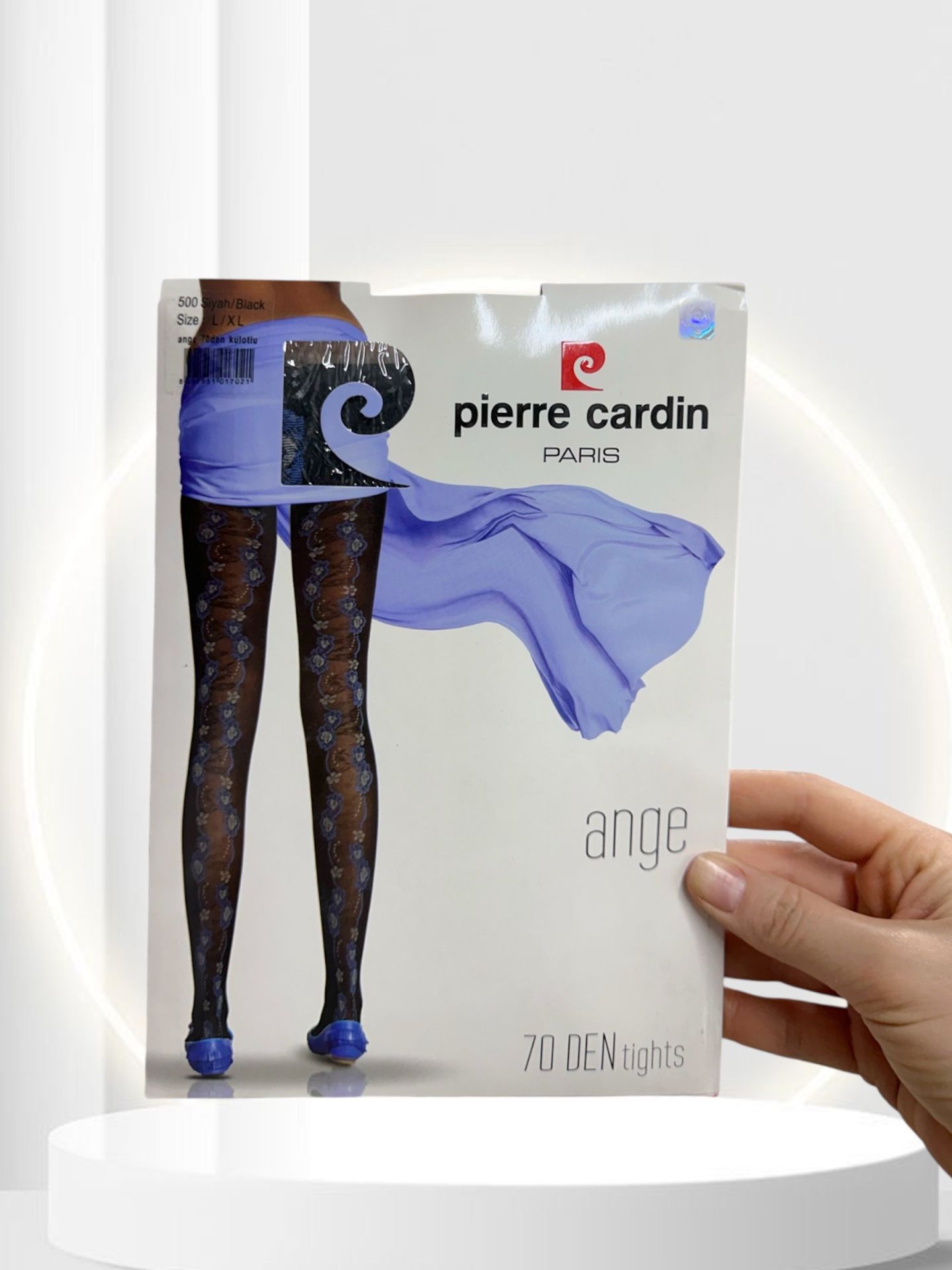 Pierre Cardin Paris Ange 70 Den Siyah Mavi Çiçek Nakışlı Şık Külotlu Çorap Siyah/Mavi - L/XL