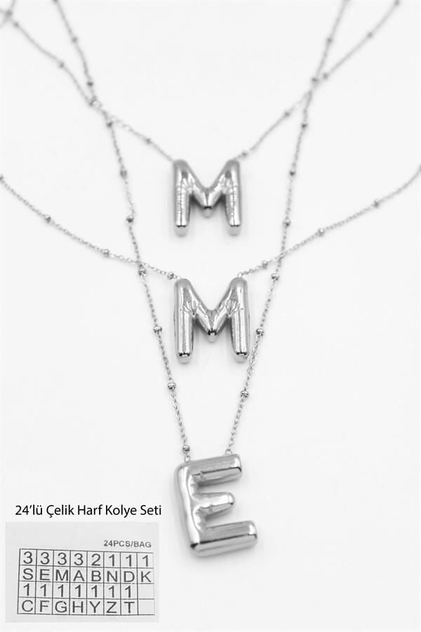 24'lü Harf Kolye Seti - Gümüş Gümüş