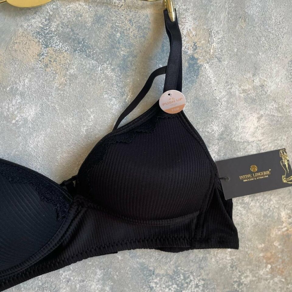 Belle Kadın Balensiz Günlük Kullanım Push-up Özellikli Sütyen Siyah - 85B