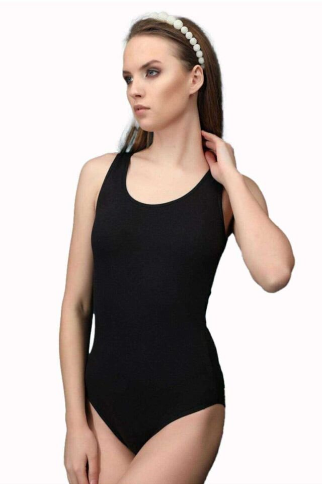 Elit Life Geniş Askılı Kadın Dikişsiz Çıtçıtlı Slip Body Siyah 878 L-XL